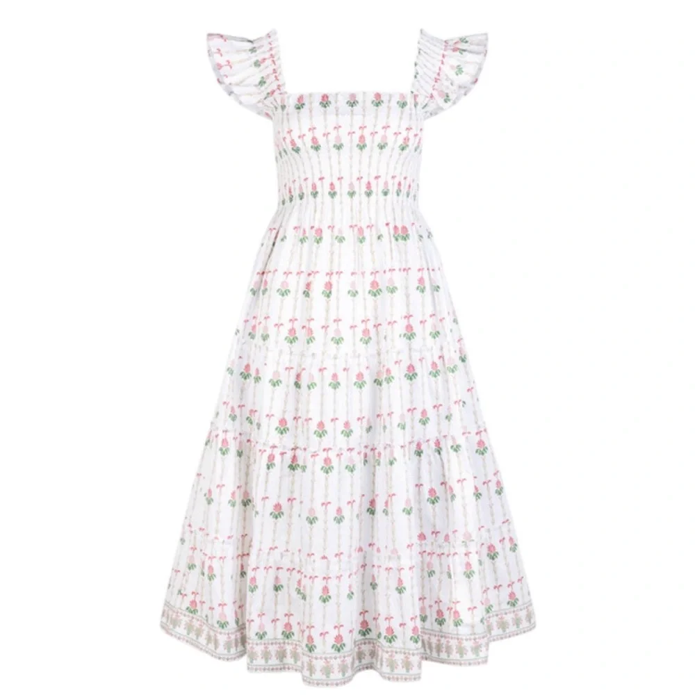 NEW Hill House Ellie Nap Dress. White Trailing Fern. M. NWT - Picture 2 of 7